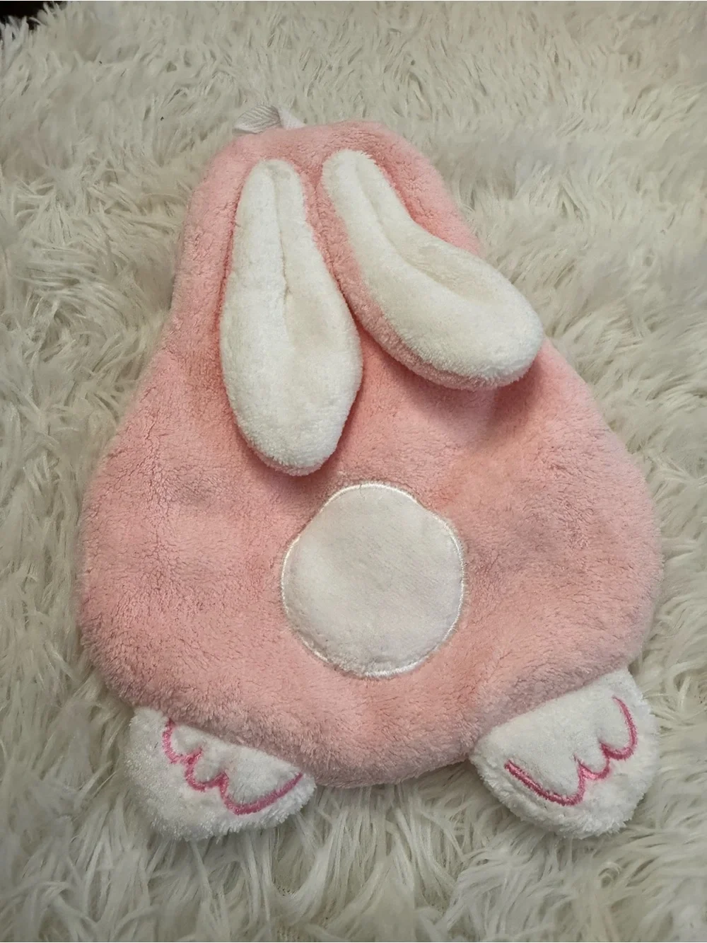 Cotton tail bunny pink plush hand towel bathroom kitchen hanging